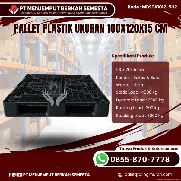 Pallet Plastik Baru & Bekas 100x120x15 [MBSTA1012-5H2]
