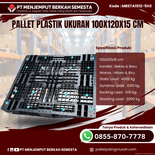 Pallet Plastik Baru & Bekas 100x120x15 [MBSTA1012-5H3]