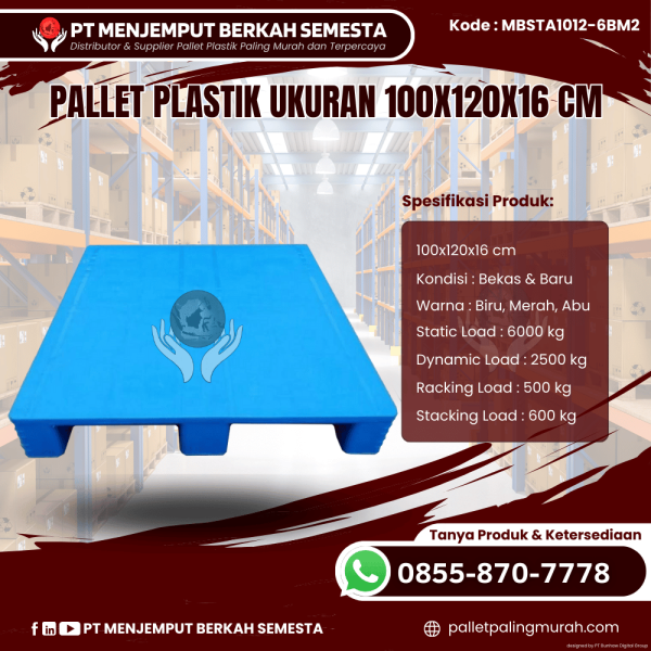 Pallet Plastik Baru & Bekas 100x120x16 [MBSTA1012-6BM2]