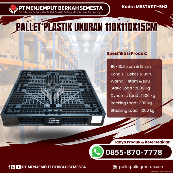 Pallet Plastik Baru & Bekas 110x110x15 [MBSTA1111-5H3]