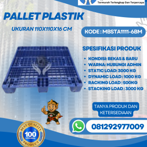 Pallet Plastik Baru & Bekas 110x110x16 [MBSTA1111-6BM]