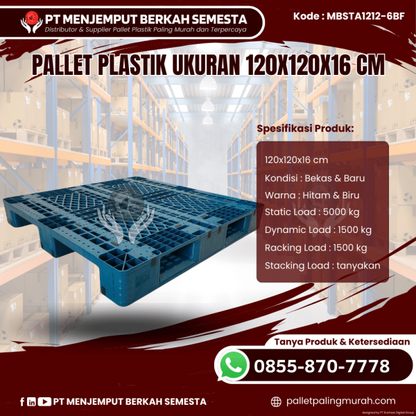 Pallet Plastik Baru & Bekas 120x120x16 [MBSTA1212-6BF]