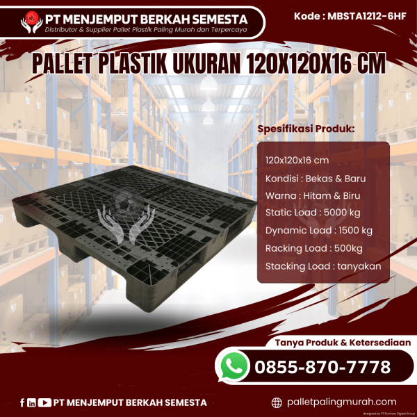 Pallet Plastik Baru & Bekas 120x120x16 [MBSTA1212-6HF]
