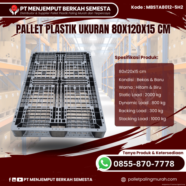 Pallet Plastik Baru & Bekas 80x120x15 [MBSTA8012-5H2]